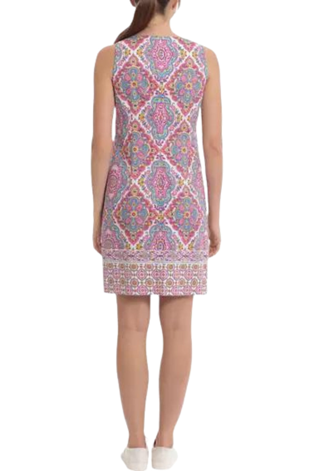 London Times Sleeveless Printed Cotton Sheath Dress-2