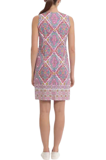 London Times Sleeveless Printed Cotton Sheath Dress-2